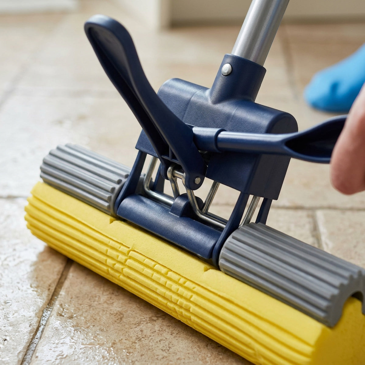 Foem Lever-Wring PVA Sponge Mop 28 cm Navy Yellow - Detail view