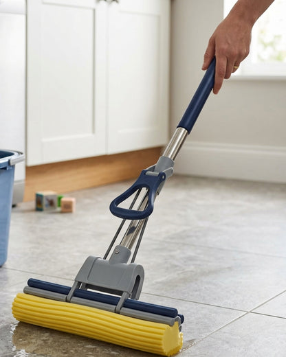 Foem Lever-Wring PVA Sponge Mop 28 cm Navy Yellow - Lifestyle view