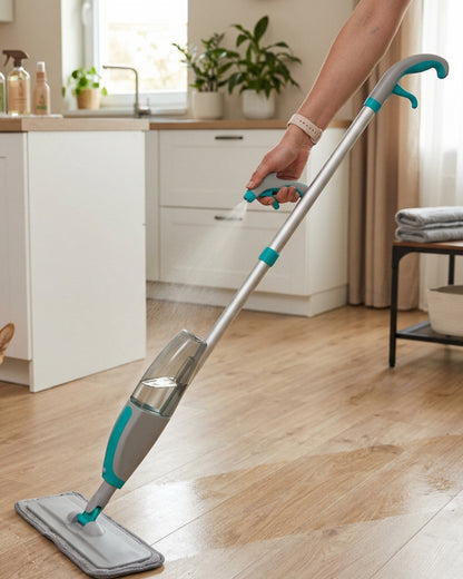 Foem Refillable Spray Flat Mop 500 ml White Teal - Lifestyle view